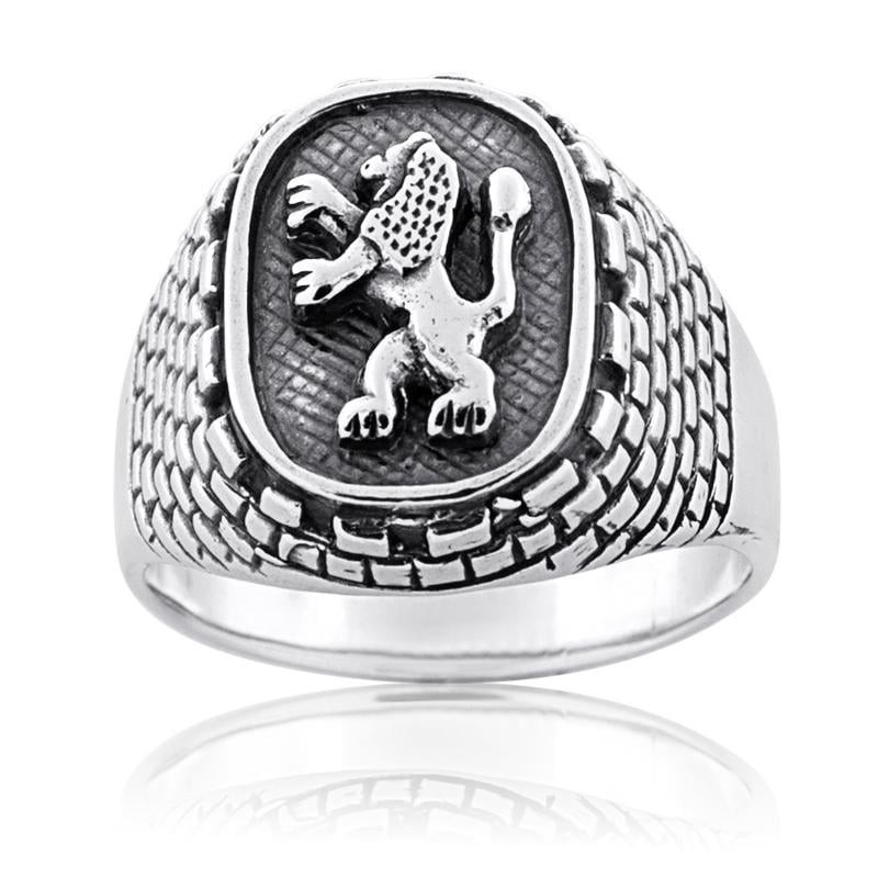 Sterling Silver Lion of Judah and Western Wall Ring