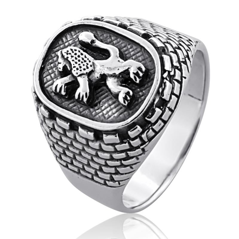 Bague Lion de Juda et Mur Occidental en Argent Sterling