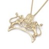 Handcrafted 14K Yellow Gold Lion of Judah Pendant Necklace With Ten Co