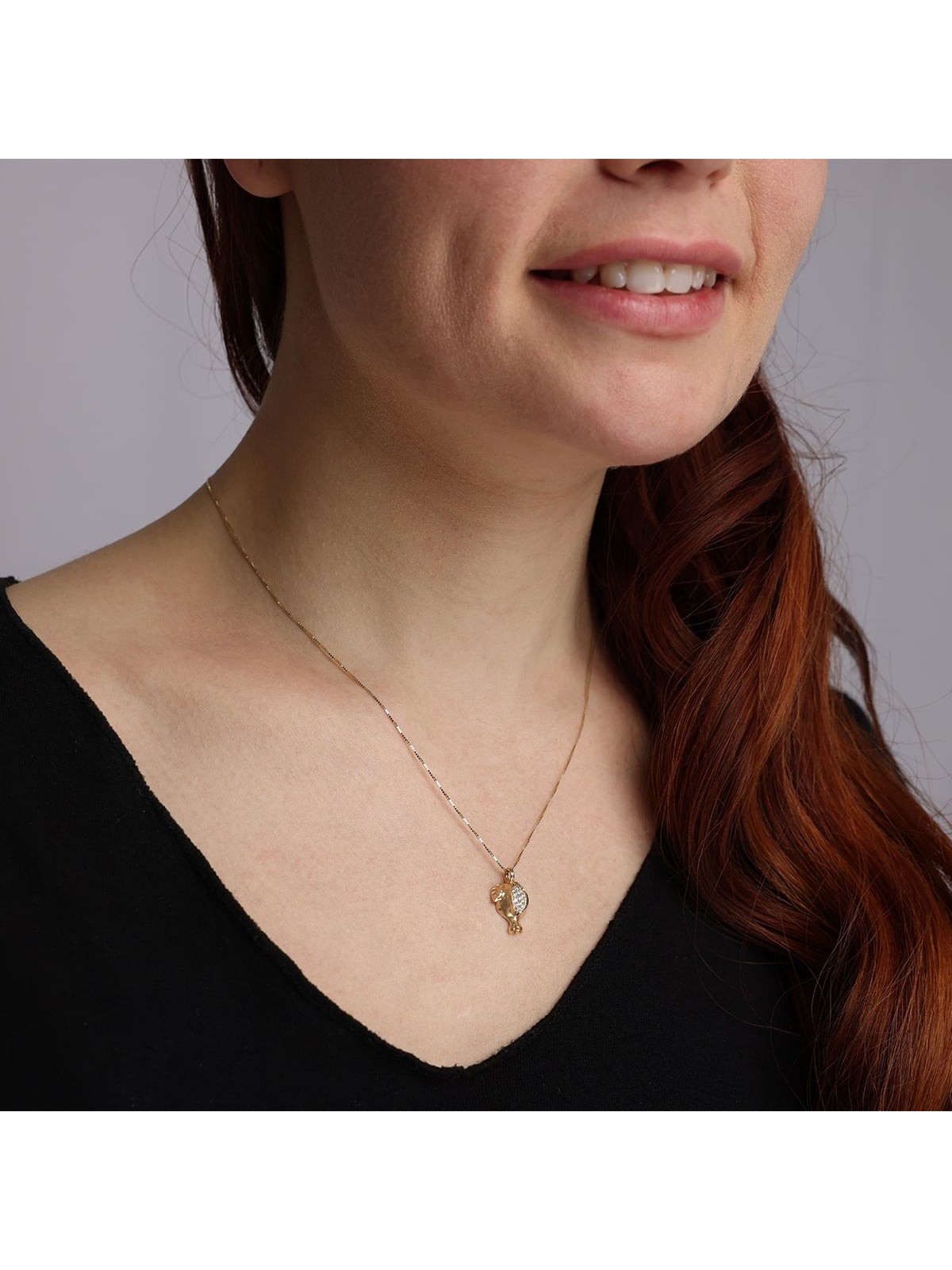 Rafael Jewelry Collier pendentif grenade en or jaune 14 carats fait à la main W