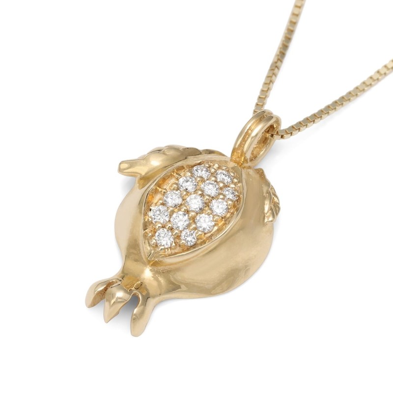 Rafael Jewelry Collier pendentif grenade en or jaune 14 carats fait à la main W