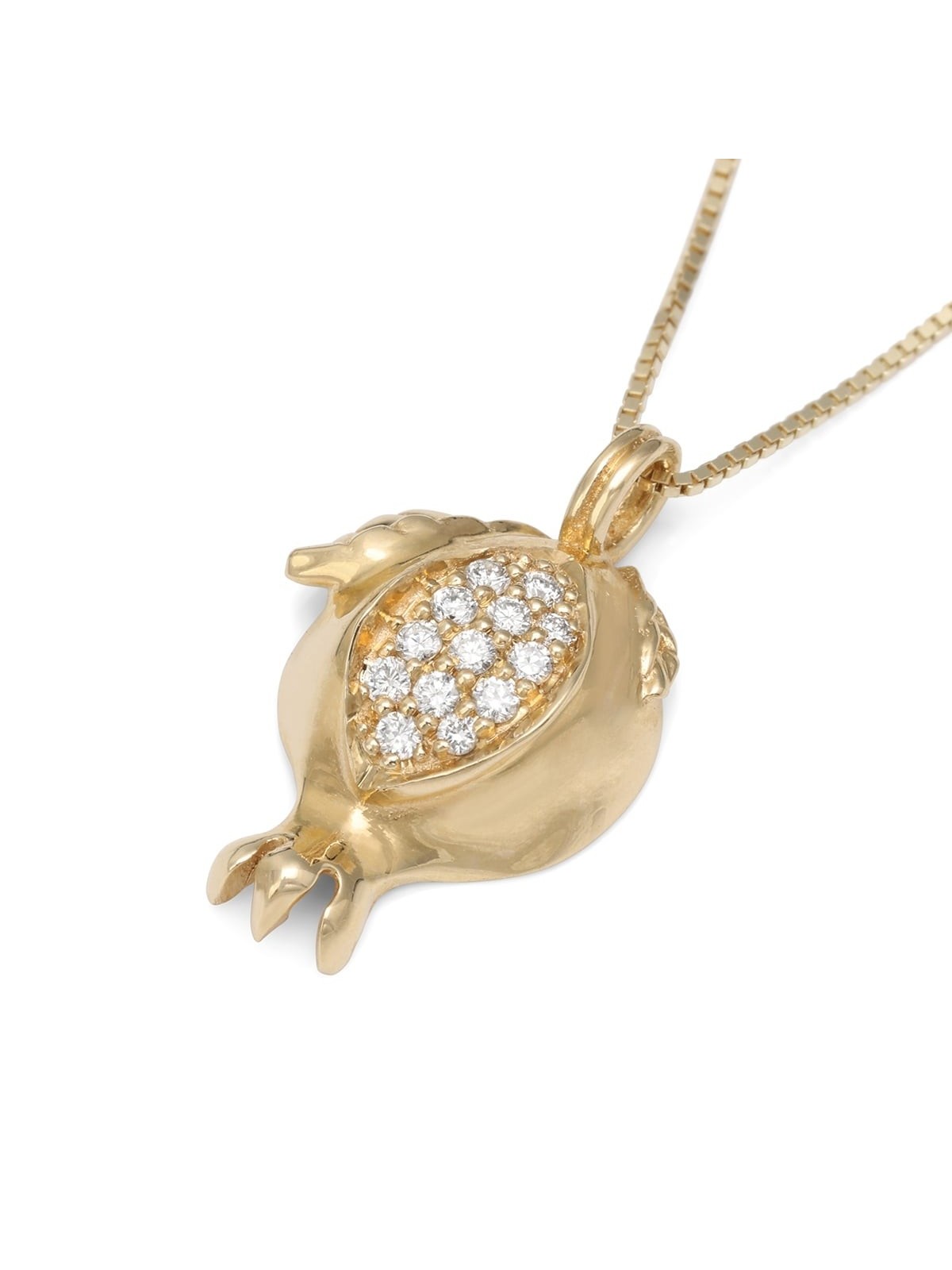 Rafael Jewelry Collier pendentif grenade en or jaune 14 carats fait à la main W
