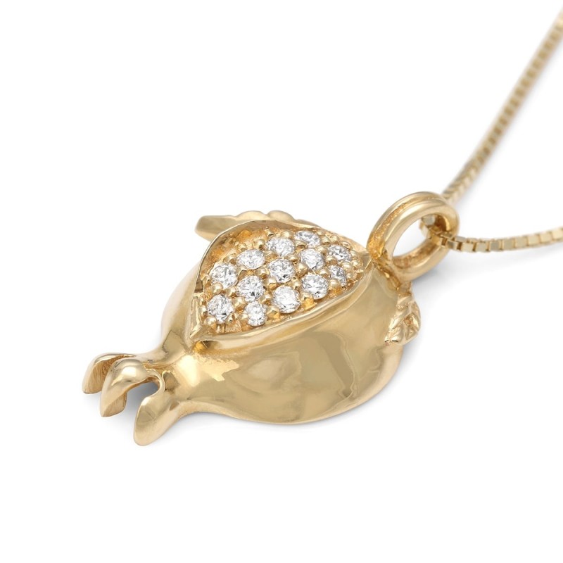 Rafael Jewelry Collier pendentif grenade en or jaune 14 carats fait à la main W