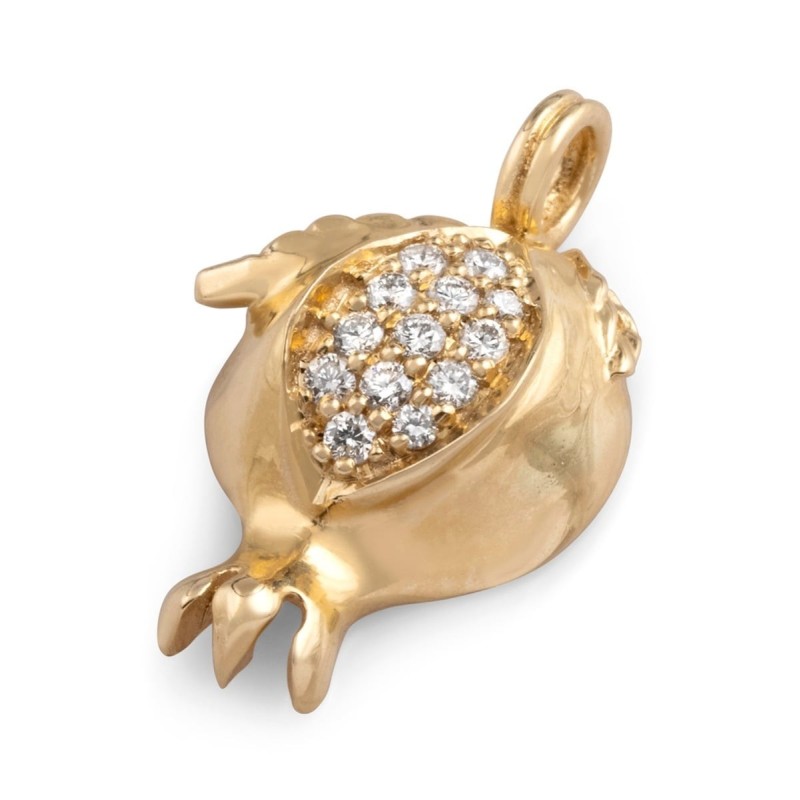 Rafael Jewelry Collier pendentif grenade en or jaune 14 carats fait à la main W