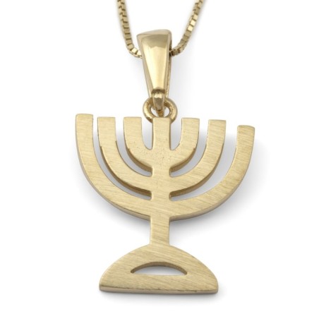 Collier pendentif menorah en or 14 carats (choix de couleurs)