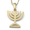 14K Gold Menorah Pendant Necklace (Choice of Colors)