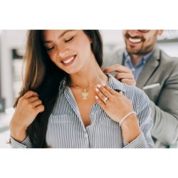 14K Gold Menorah Pendant Necklace (Choice of Colors)