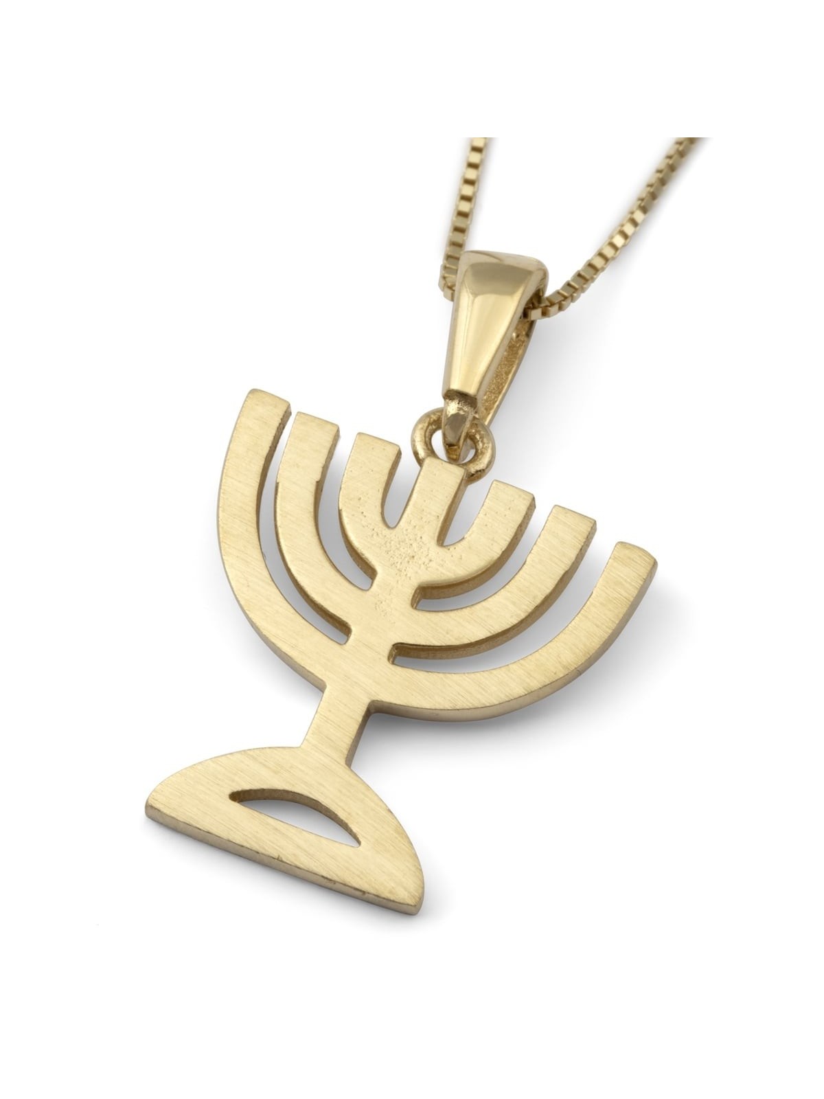 14K Gold Menorah Pendant Necklace (Choice of Colors)