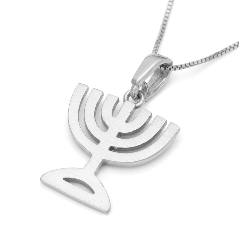 Collier pendentif menorah en or 14 carats (choix de couleurs)