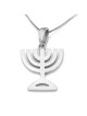 14K Gold Menorah Pendant Necklace (Choice of Colors)