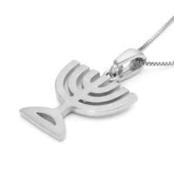14K Gold Menorah Pendant Necklace (Choice of Colors)