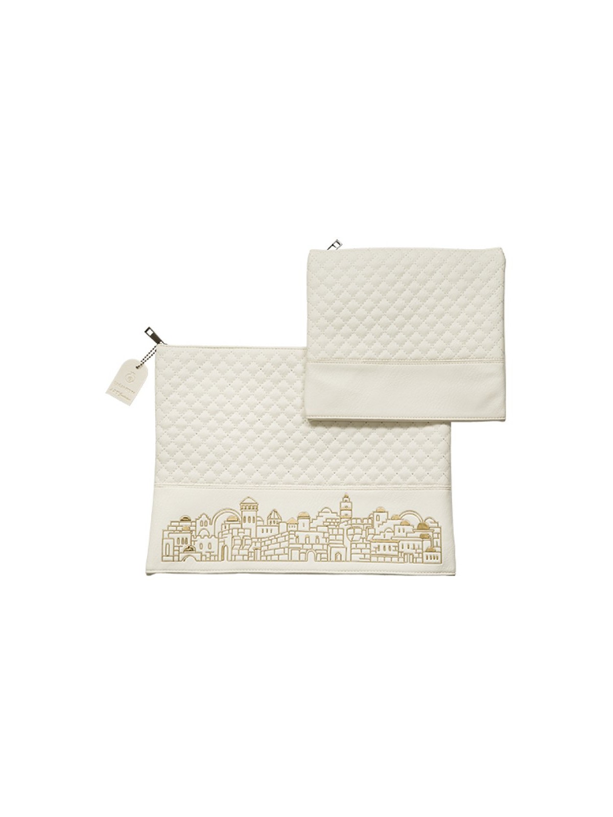 Off White Faux Leather Tallit and Tefillin ... | Talit & Tefillin Bags