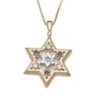 14K Gold Star of David Pendant with Diamonds and Sapphires