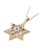Pendentif étoile de David en or 14 carats avec diamants et saphirs
