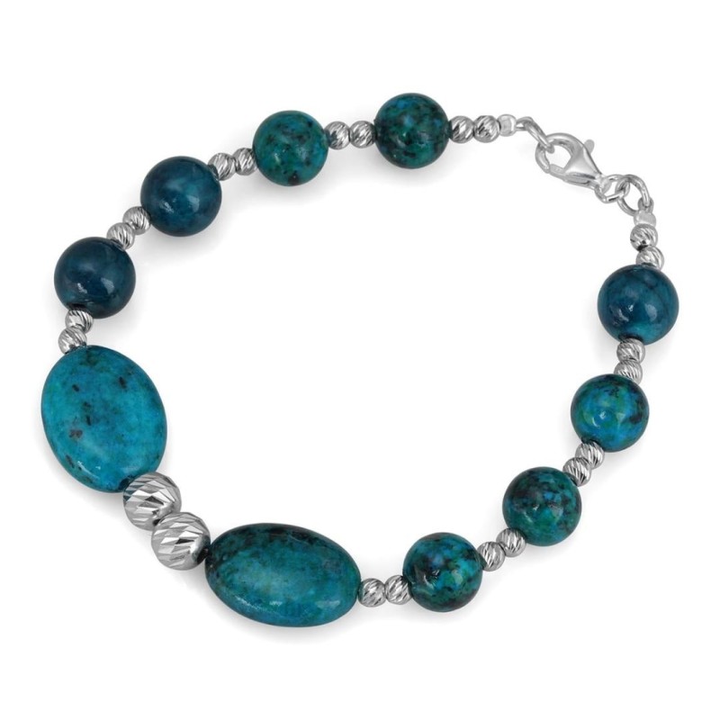 Rafael Jewelry Bracelet en argent sterling et pierre d'Eilat - Plaqué rhodium