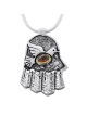 Collier Hamsa en argent sterling avec pierre colombe et grenat