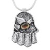Sterling Silver Hamsa Necklace with Dove & Garnet Stone
