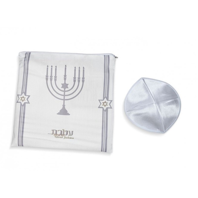 Ateret Acrylic Tallit Set Menorah Motif and Bible ... | Modern Tallits