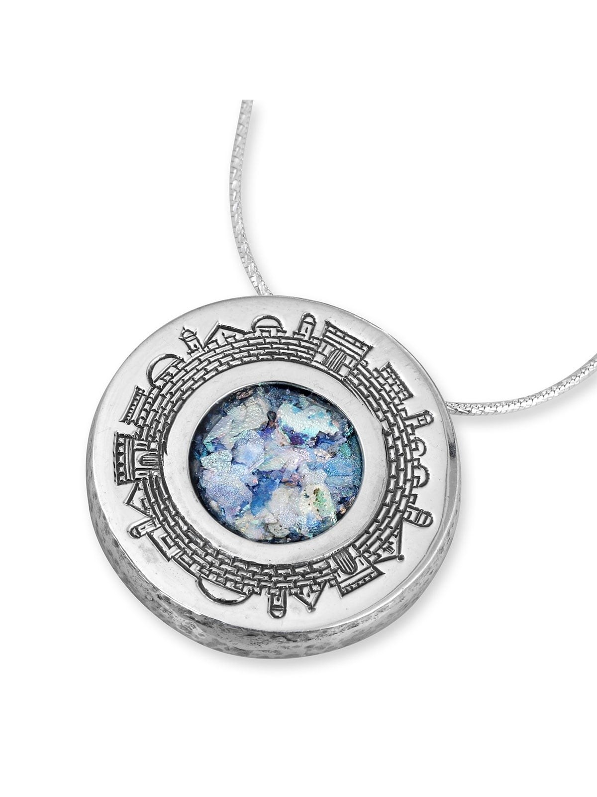 Rafael Jewelry Roman Glass and Silver Circle Necklace - Old Jerusalem