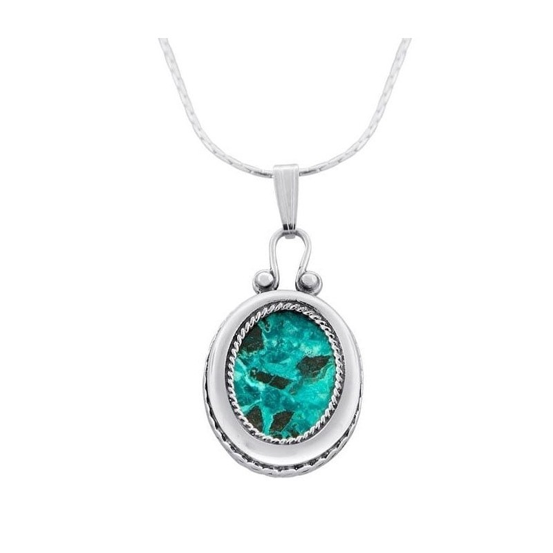 Collier ovale en pierre et argent d'Eilat