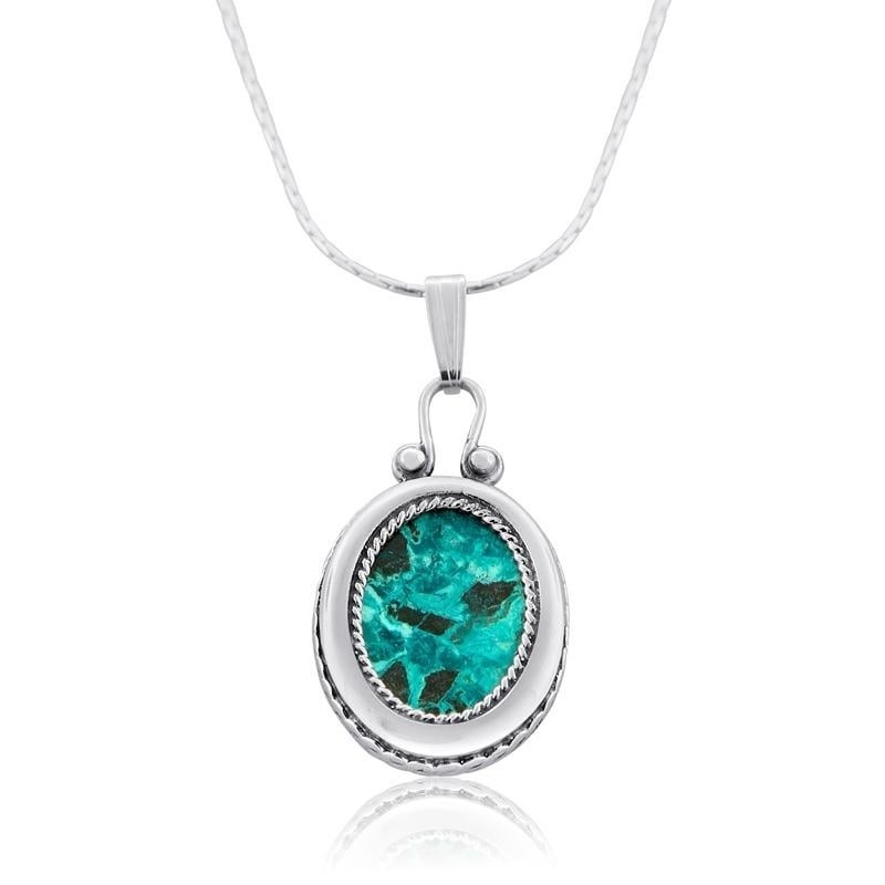 Collier ovale en pierre et argent d'Eilat