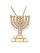 Handcrafted 14K Yellow Gold Menorah Pendant Necklace