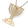 Handcrafted 14K Yellow Gold Menorah Pendant Necklace