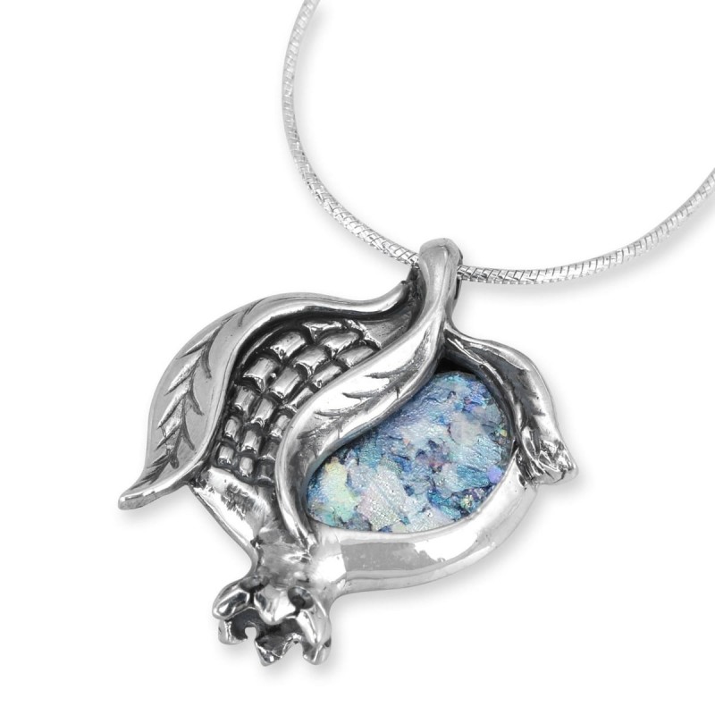 Rafael Jewelry Collier romain fendu en verre et argent avec grenade