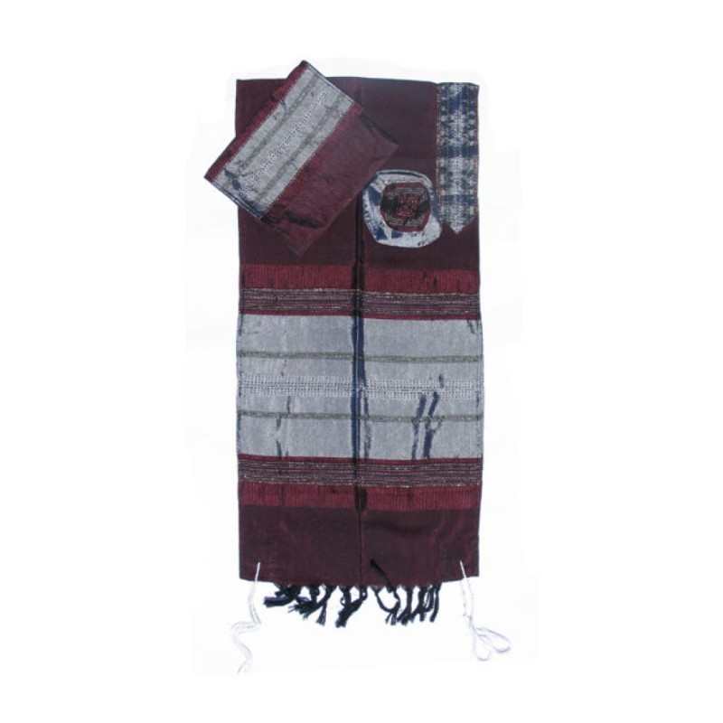 Gabrieli Handwoven Maroon Silk Tallit ... | Gabrieli Hand Woven Tallit