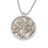 Sterling Silver and 9K Gold Circle Tree of Life Necklace