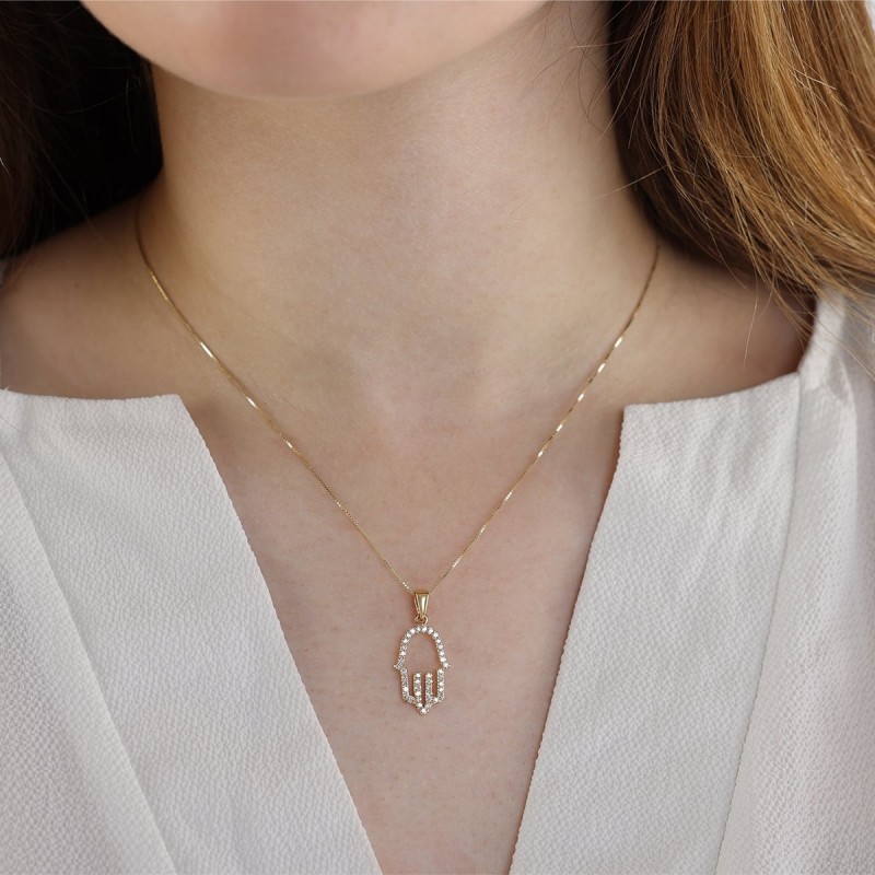 18K Gold and Diamonds Hamsa Pendant