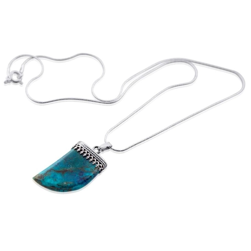 Eilat Stone and Silver Shark Tooth Necklace