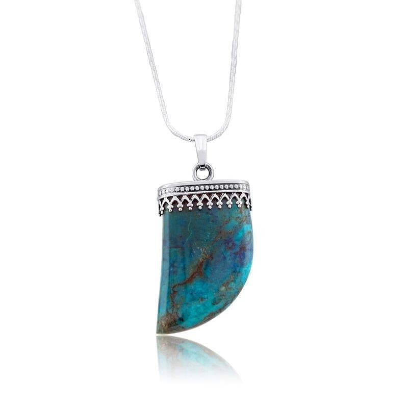 Eilat Stone and Silver Shark Tooth Necklace