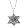 Star of David with Menorah Silver Necklace