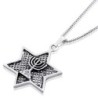 Star of David with Menorah Silver Necklace