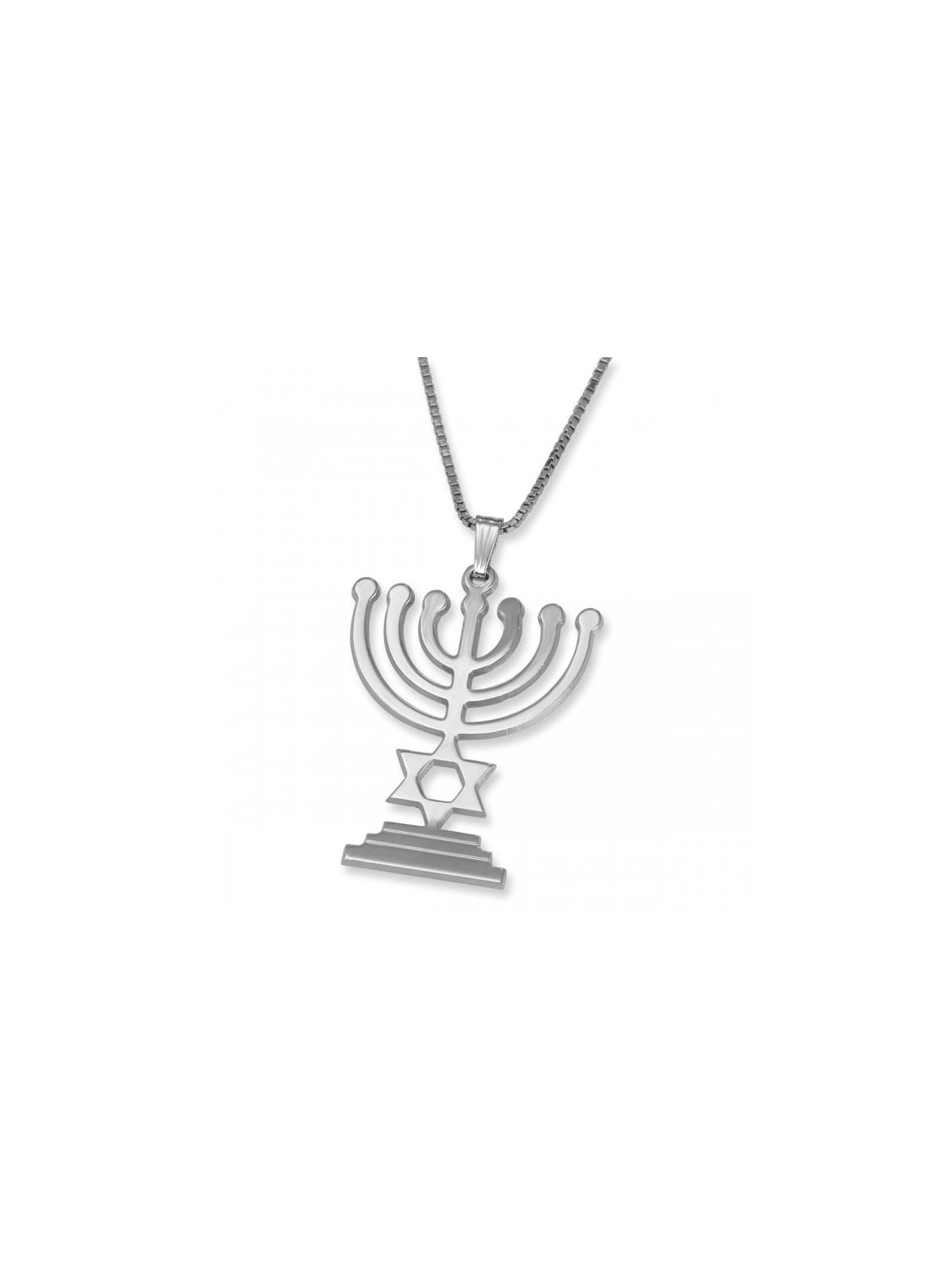 Sterling Silver Star of David and Menorah Pendant