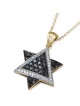 Pendentif étoile de David en or 14 carats rehaussé de 66 diamants blancs et noirs
