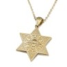 14K Gold Star of David Pendant Accented With 66 White & Black Diamonds