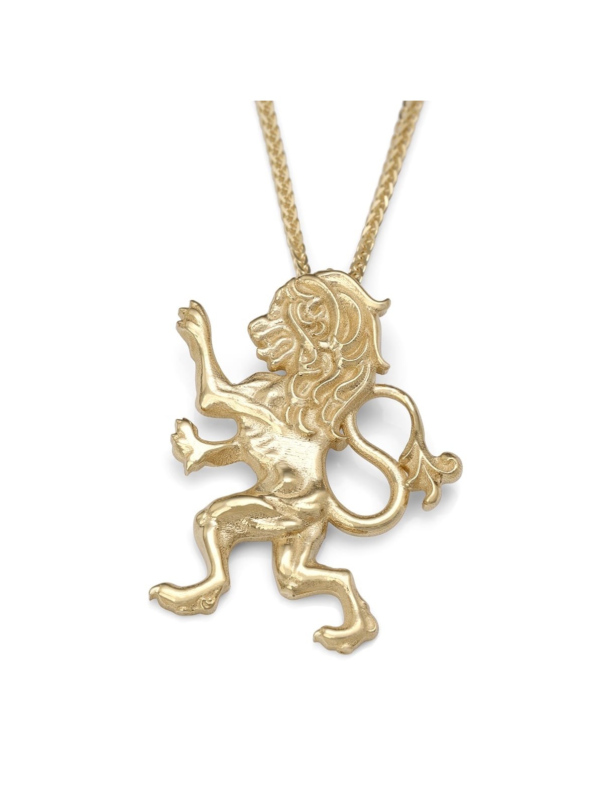 Handcrafted 14K Yellow Gold Lion of Judah Pendant Necklace