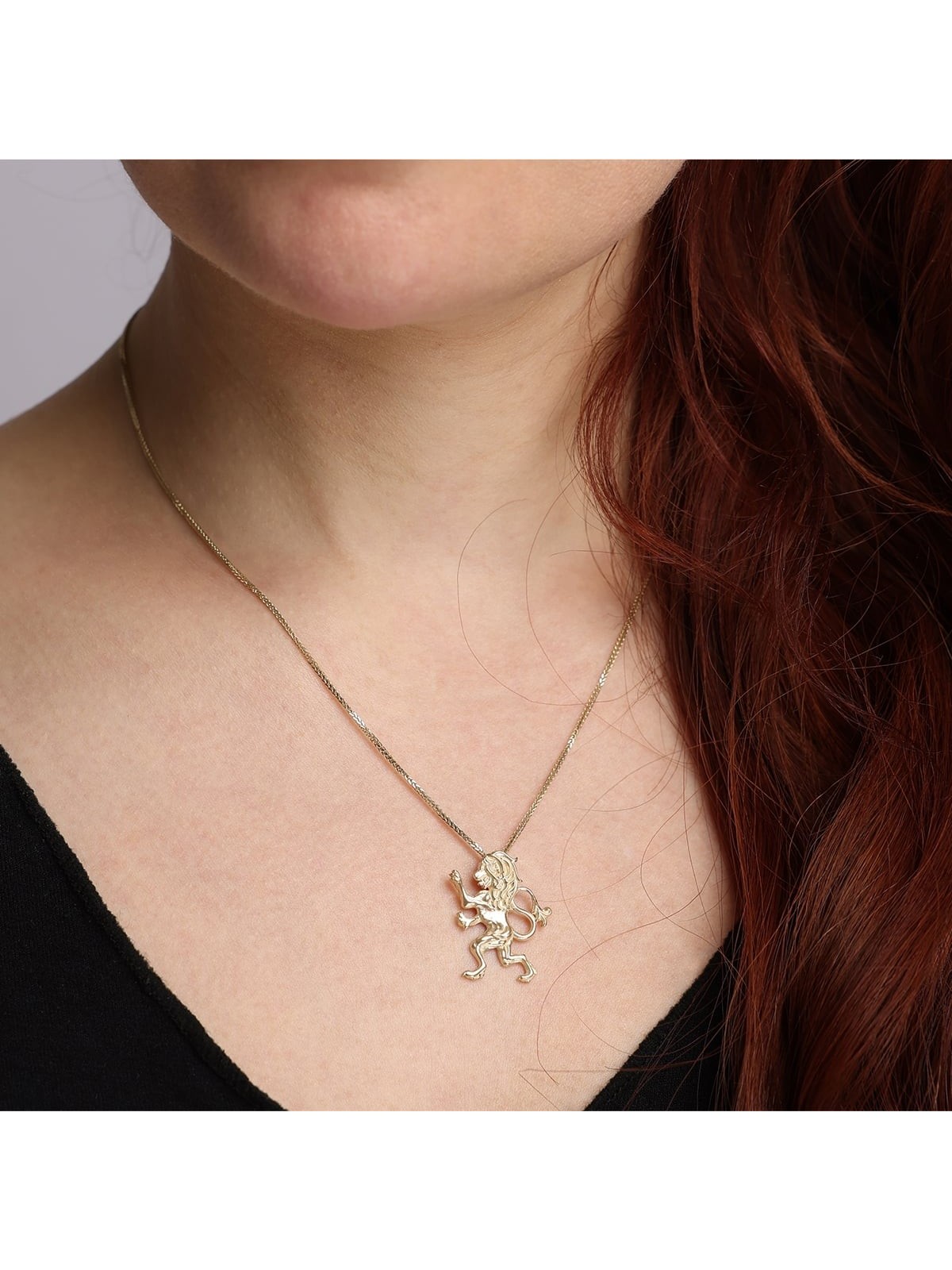 Handcrafted 14K Yellow Gold Lion of Judah Pendant Necklace