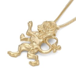 Handcrafted 14K Yellow Gold Lion of Judah Pendant Necklace