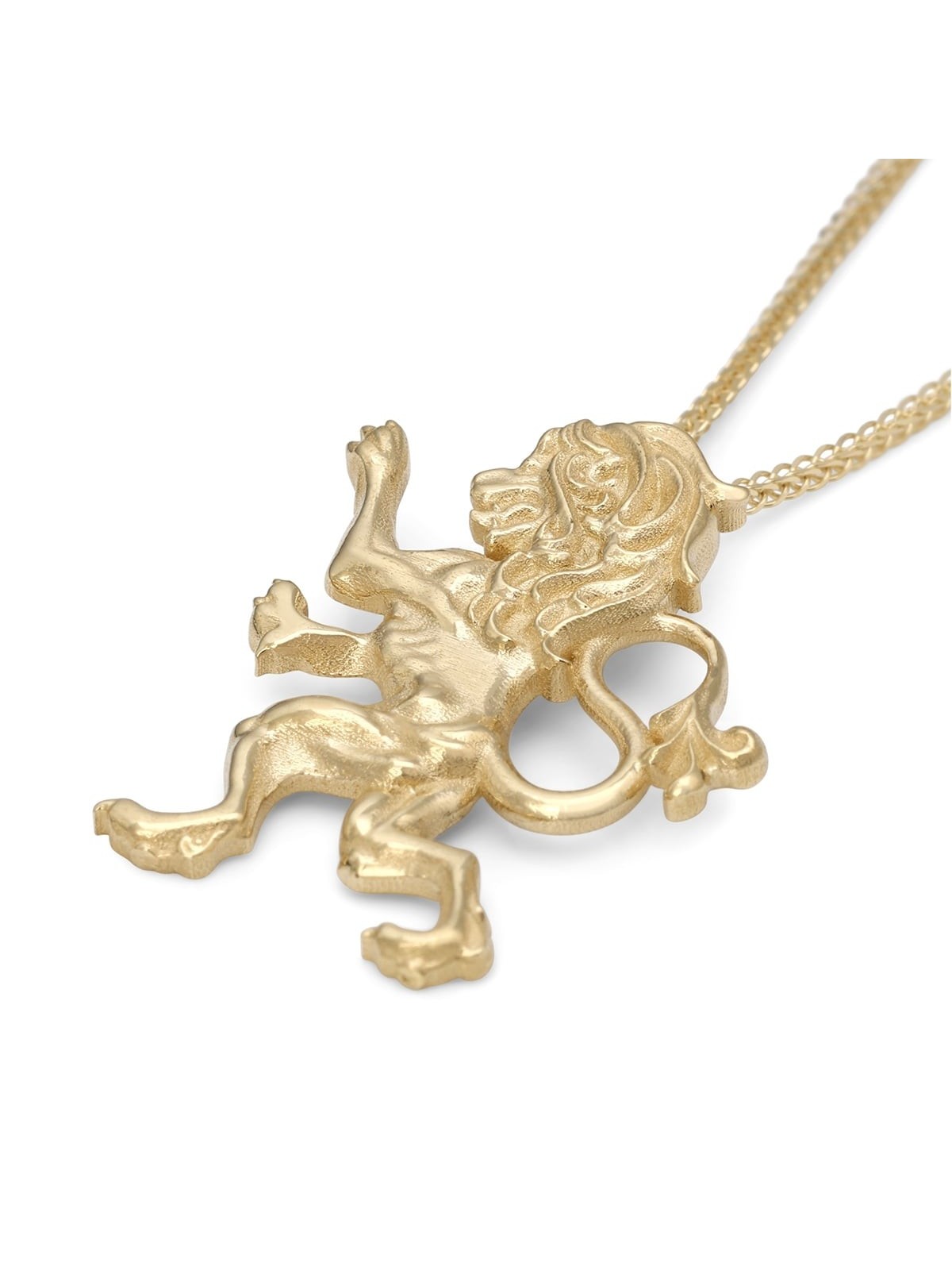 Handcrafted 14K Yellow Gold Lion of Judah Pendant Necklace