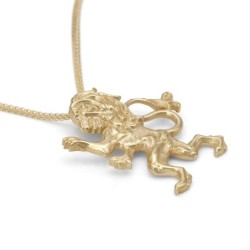 Handcrafted 14K Yellow Gold Lion of Judah Pendant Necklace