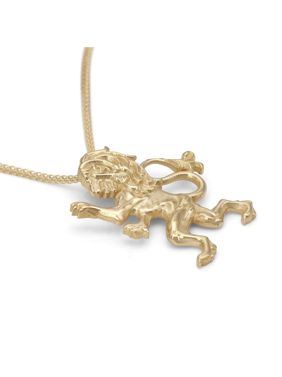 Handcrafted 14K Yellow Gold Lion of Judah Pendant Necklace