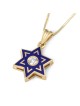 Pendentif pour enfant étoile de David de luxe en or jaune 14 carats et émail bleu