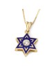 Deluxe 14K Yellow Gold & Blue Enamel Star of David Children's Pendant