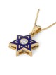 Deluxe 14K Yellow Gold & Blue Enamel Star of David Children's Pendant