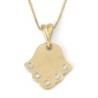 14K Yellow Gold Hamsa Pendant Necklace With White Diamonds