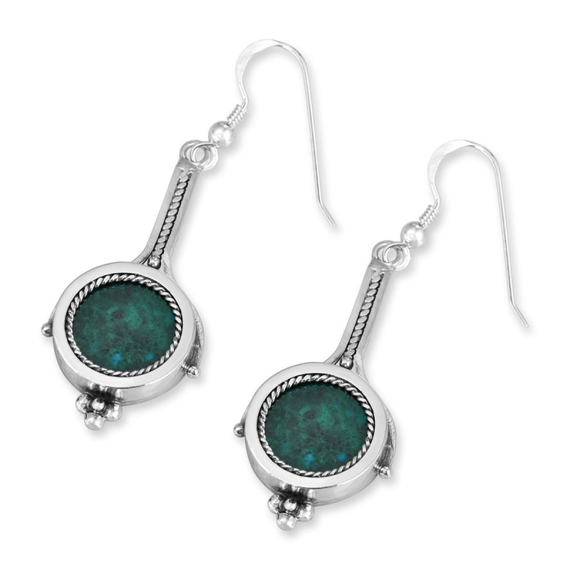 Rafael Jewelry Boucles d'oreilles longues en argent sterling et pierre d'Eilat