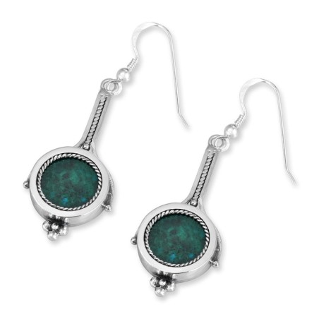 Rafael Jewelry Boucles d'oreilles longues en argent sterling et pierre d'Eilat
